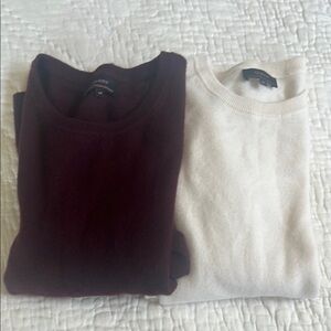 2 Quince Cashmere Crewneck pullover Sweaters M wine and white